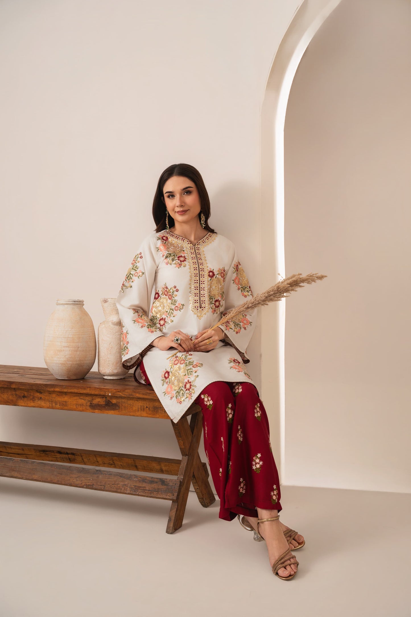 Alaya Embroidered Stitched two piece Dress
