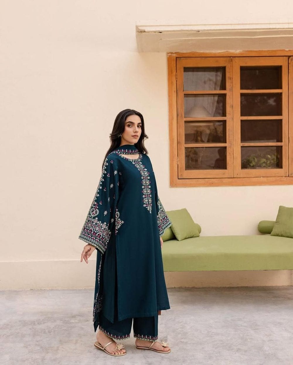 Mashal Embroided Three piece stitched dress