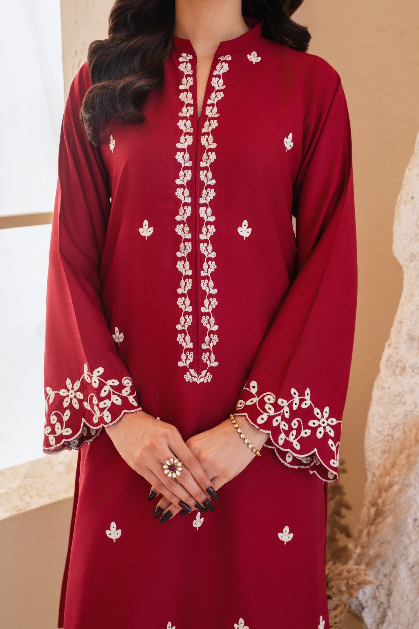 Zarf Embroidered Stitched two piece Dress
