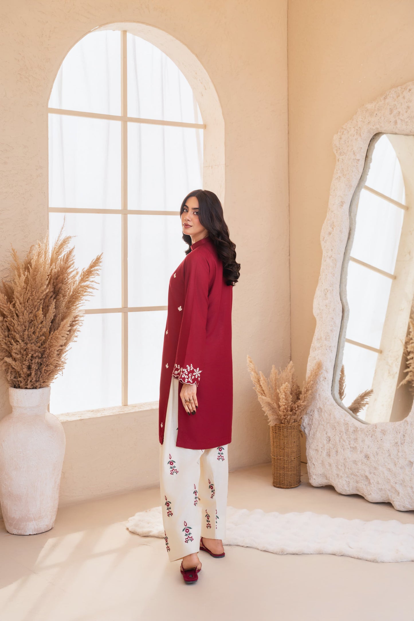 Zarf Embroidered Stitched two piece Dress