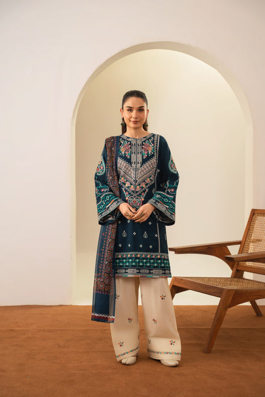 Sajjal Embroided Three piece stitched dress