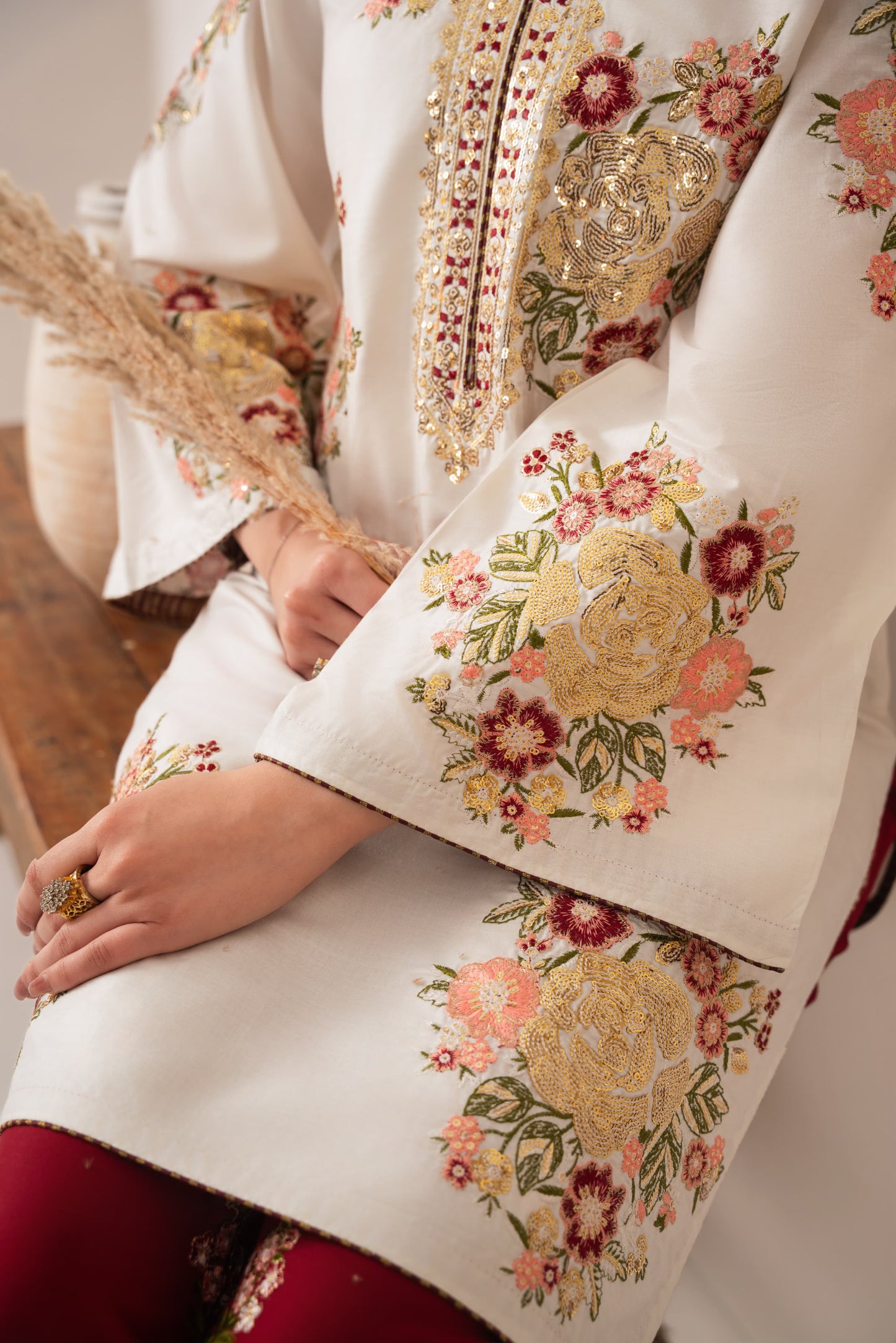 Alaya Embroidered Stitched two piece Dress