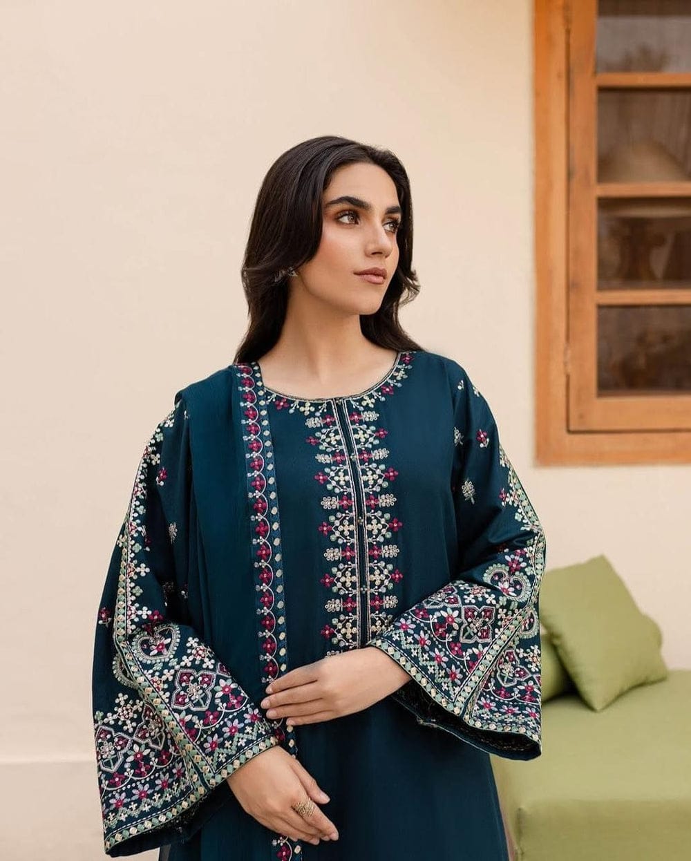 Mashal Embroided Three piece stitched dress