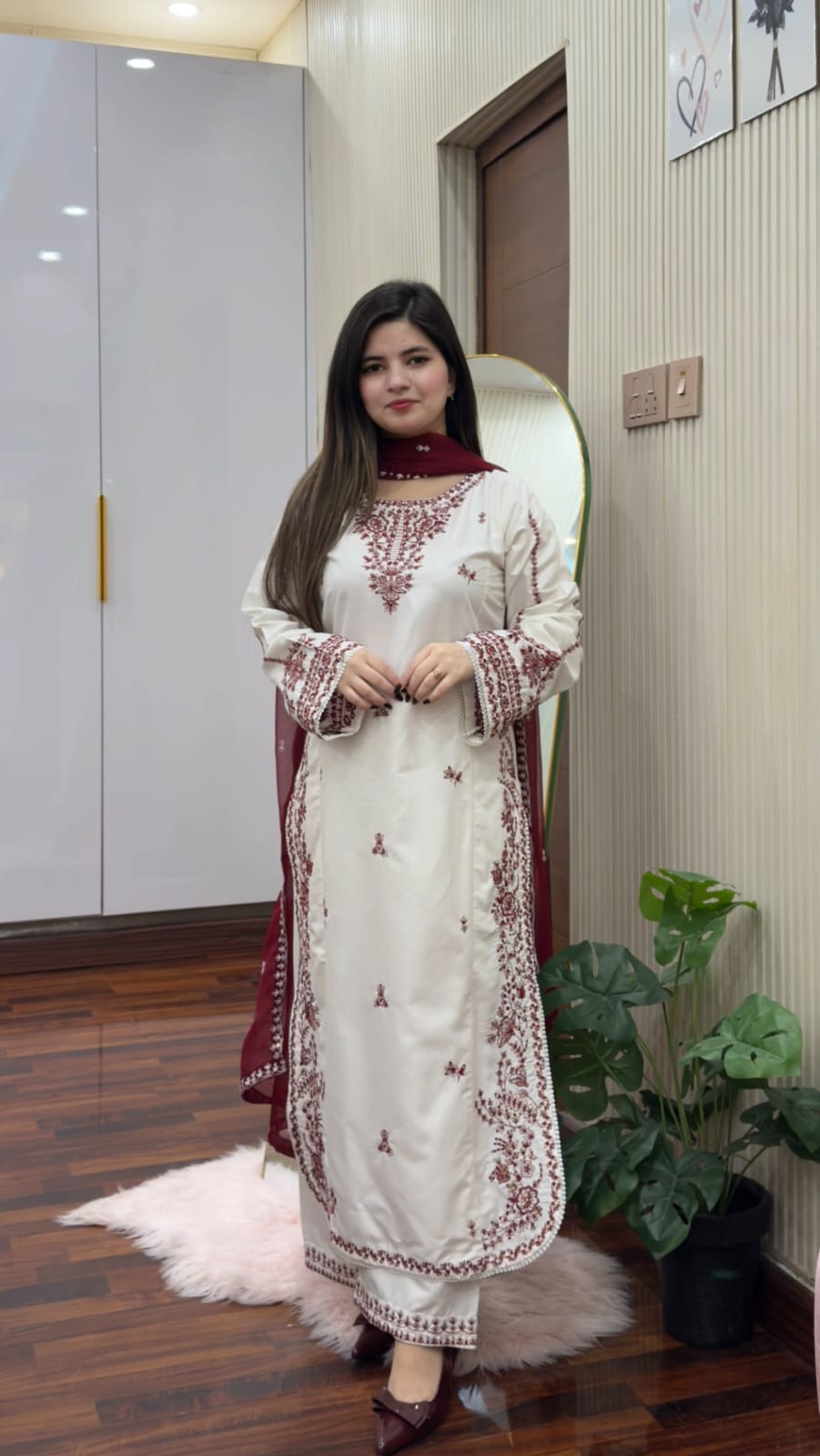 Snow Drop Embroided 3 Piece Dress