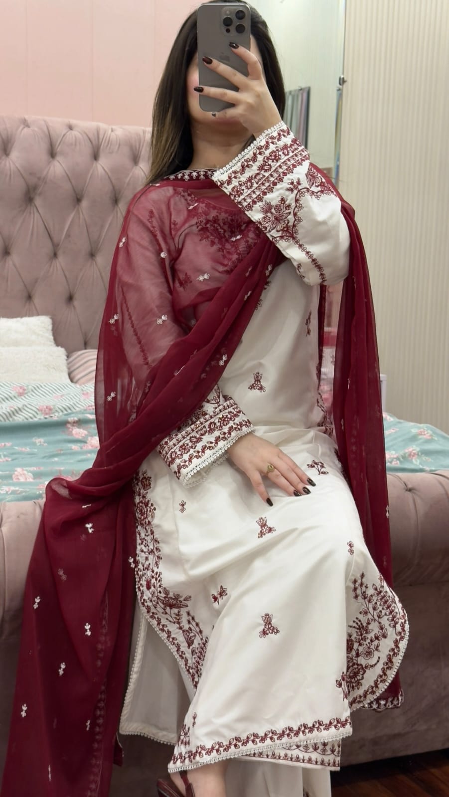 Snow Drop Embroided 3 Piece Dress