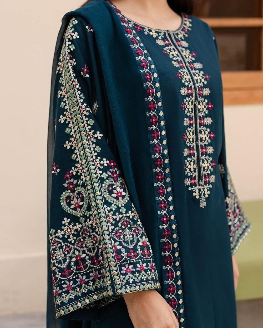 Mashal Embroided Three piece stitched dress