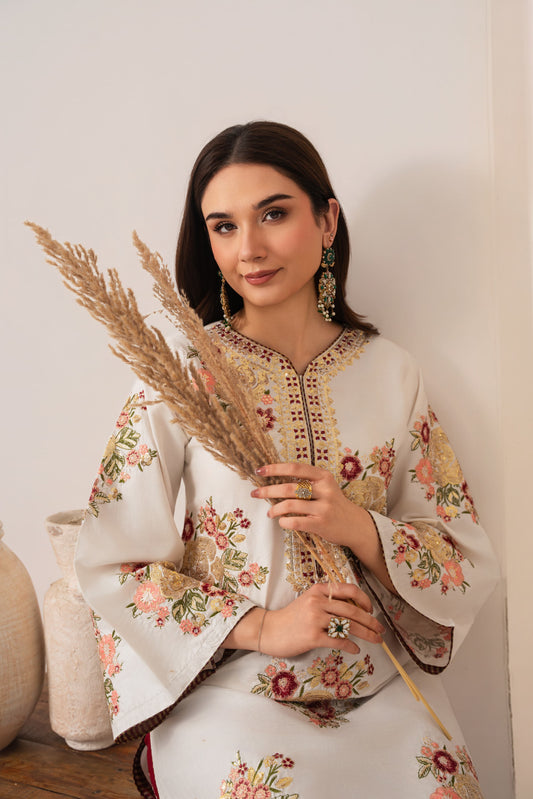 Alaya Embroidered Stitched two piece Dress