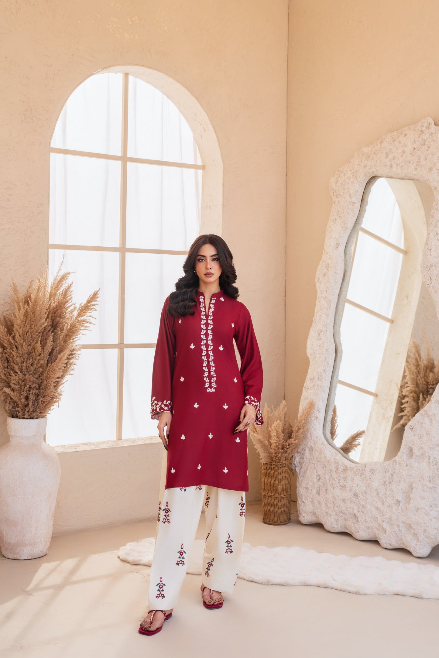 Zarf Embroidered Stitched two piece Dress