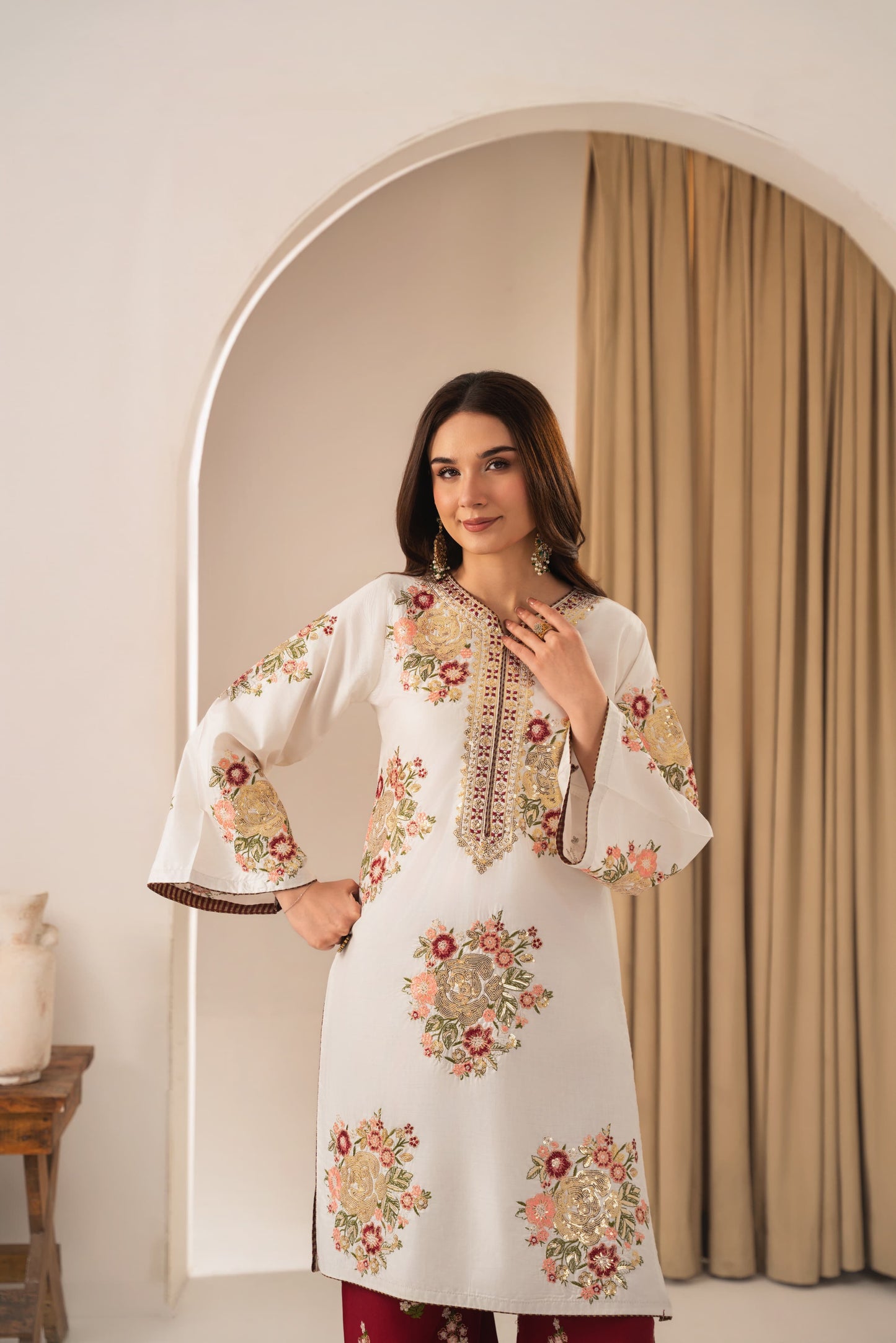 Alaya Embroidered Stitched two piece Dress