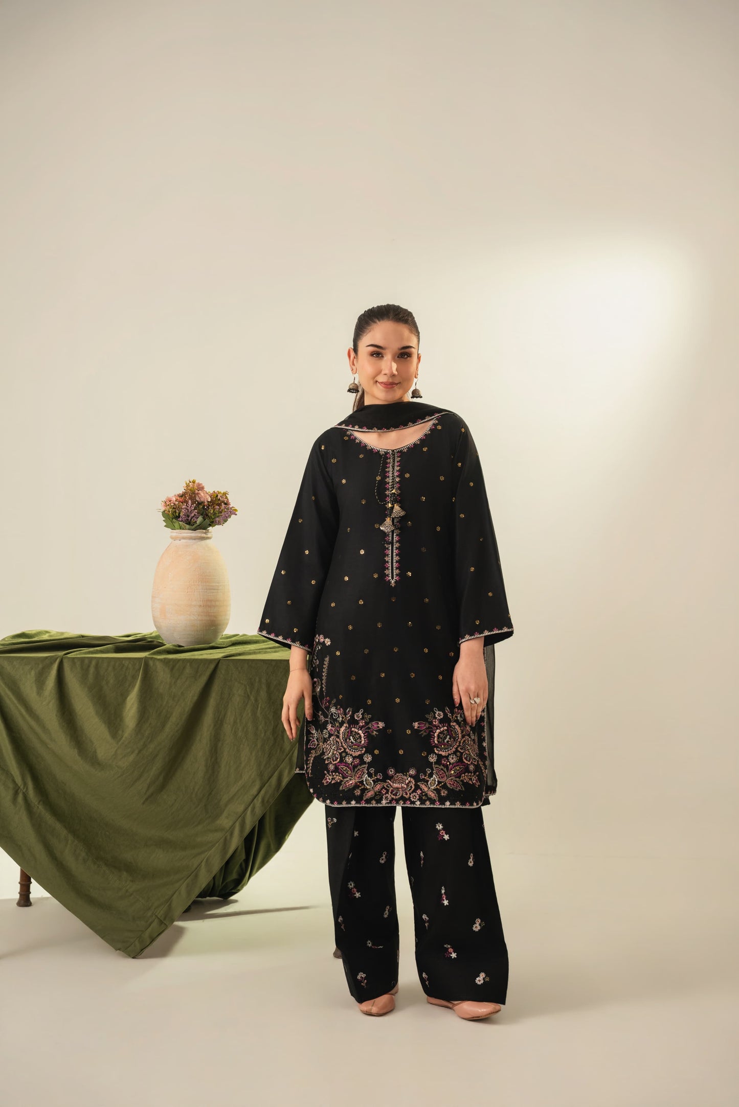 Zarqa Embroided Three piece stitched dress