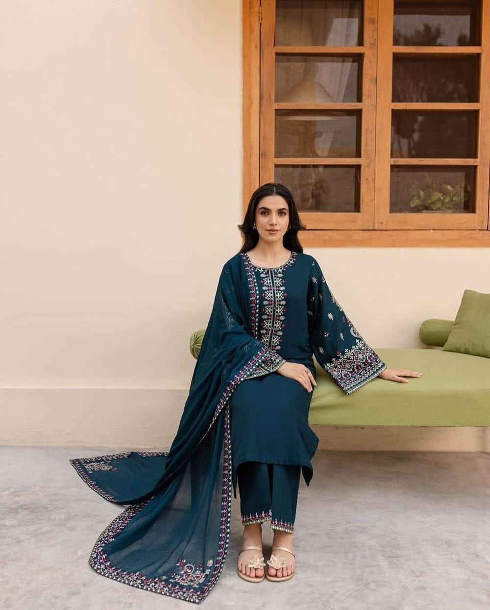 Mashal Embroided Three piece stitched dress
