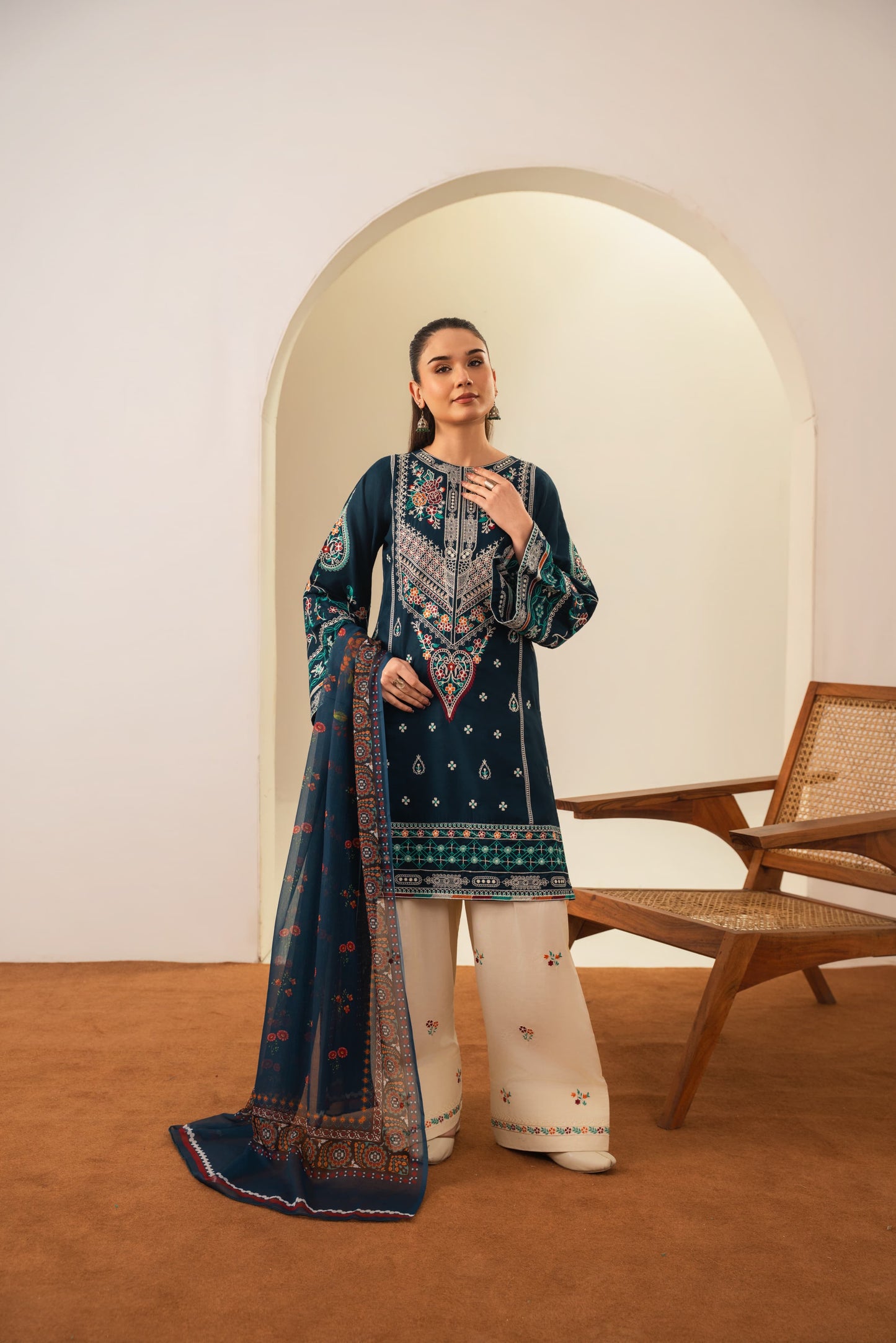 Sajjal Embroided Three piece stitched dress