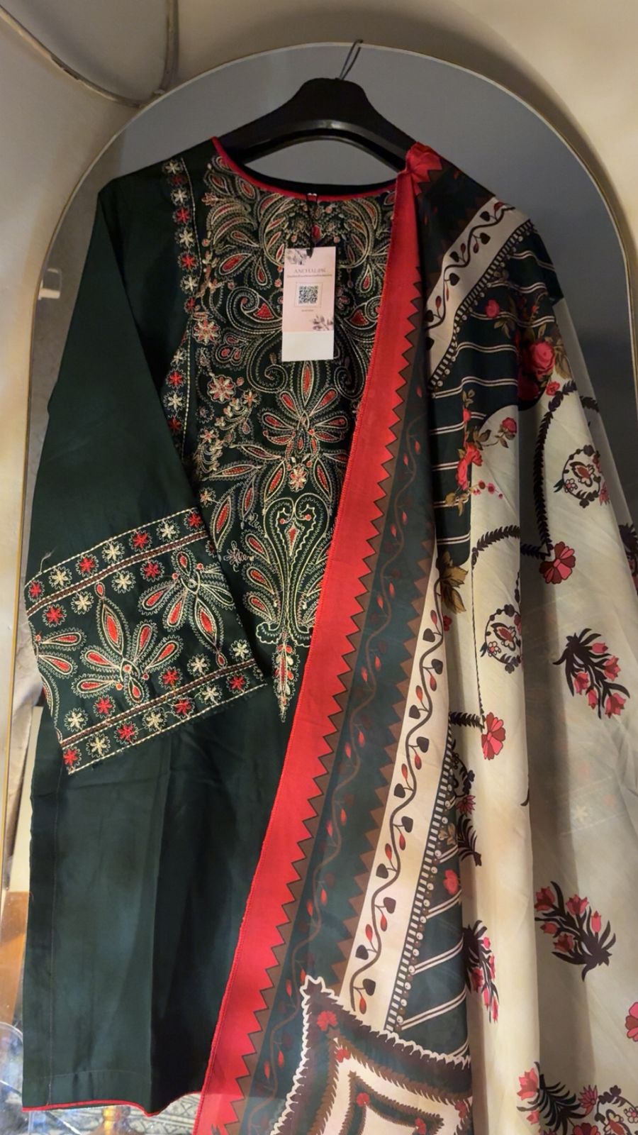 Dinar Embroidered Three piece dress