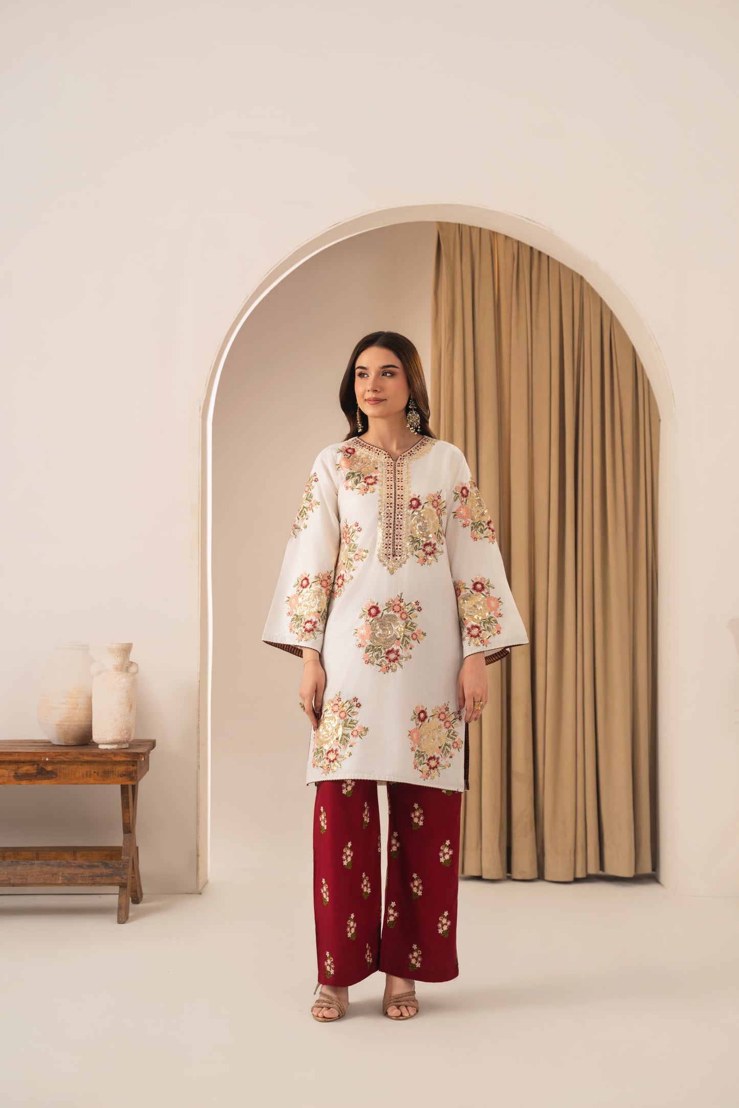 Alaya Embroidered Stitched two piece Dress