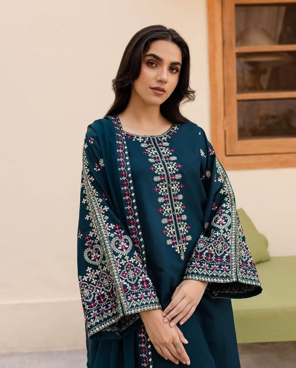 Mashal Embroided Three piece stitched dress