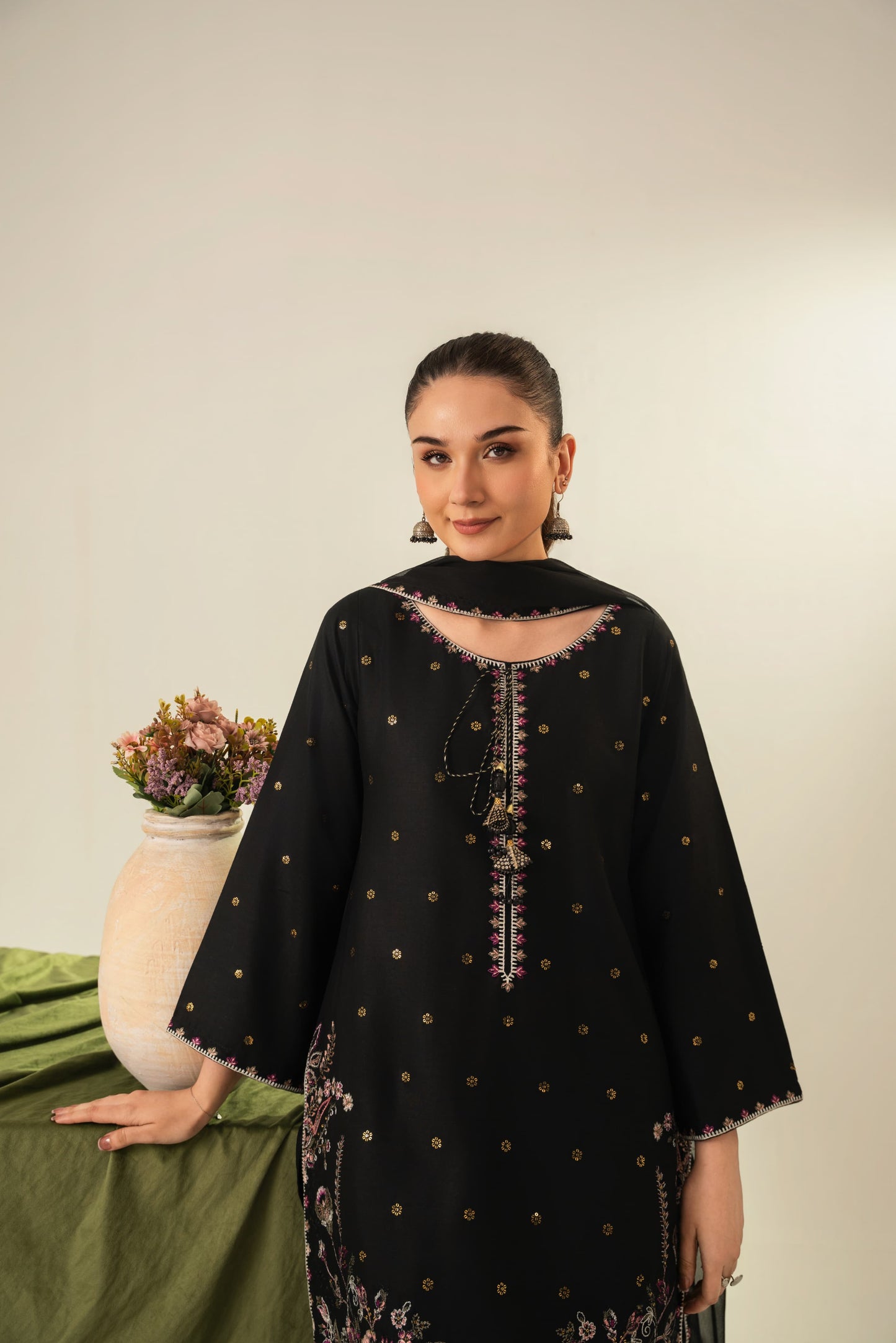 Zarqa Embroided Three piece stitched dress