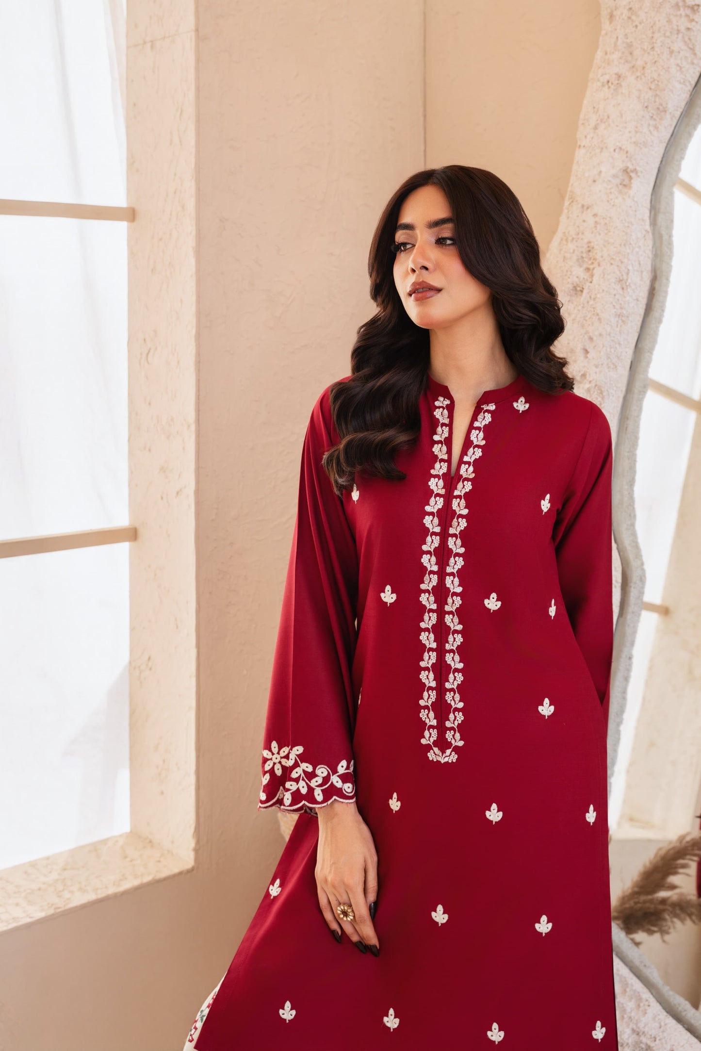 Zarf Embroidered Stitched two piece Dress