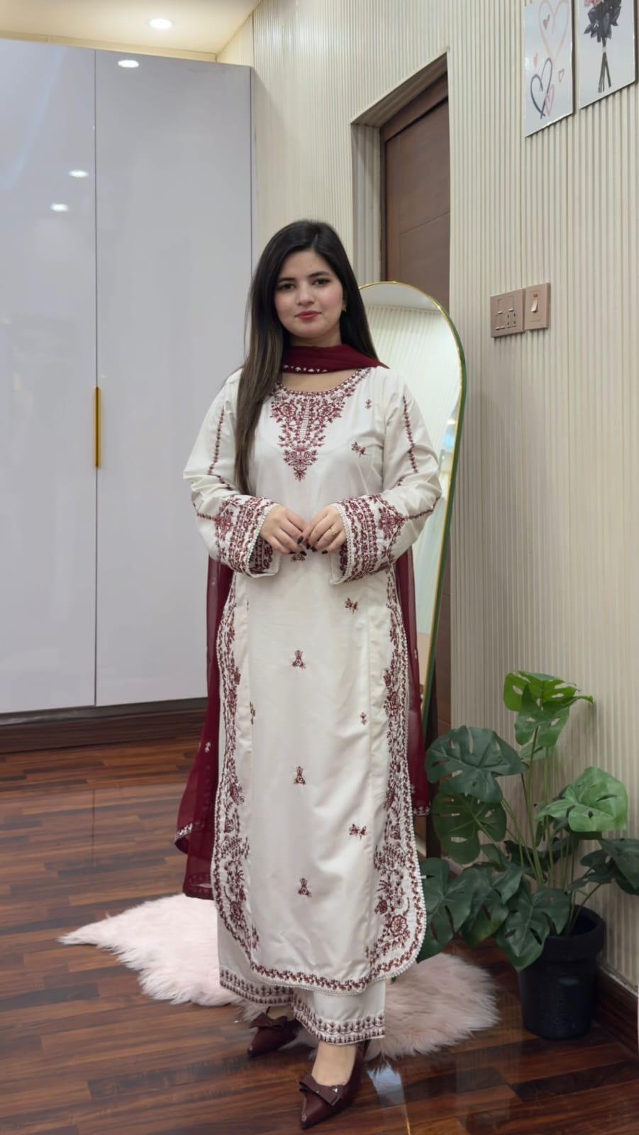 Snow Drop Embroided 3 Piece Dress