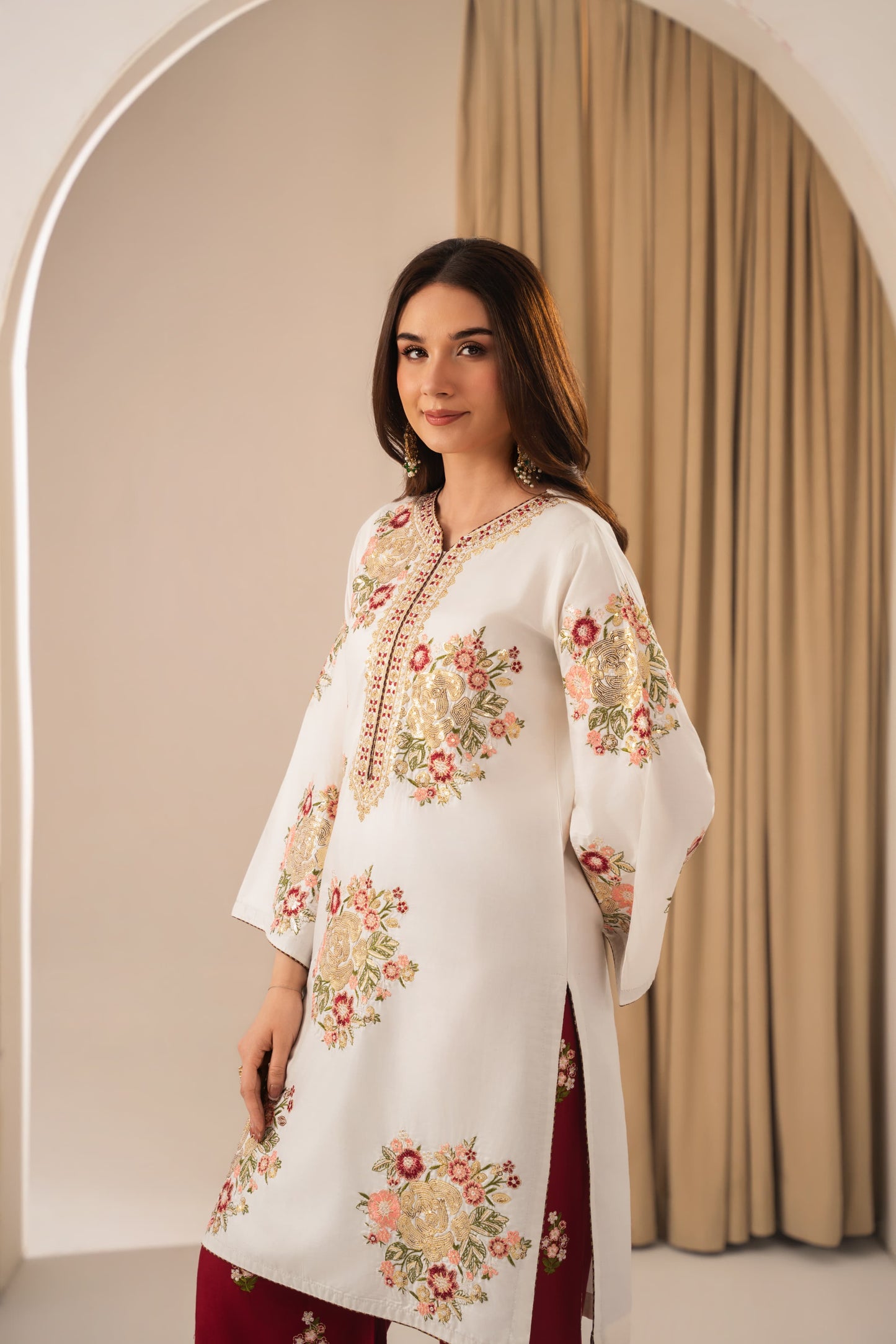 Alaya Embroidered Stitched two piece Dress