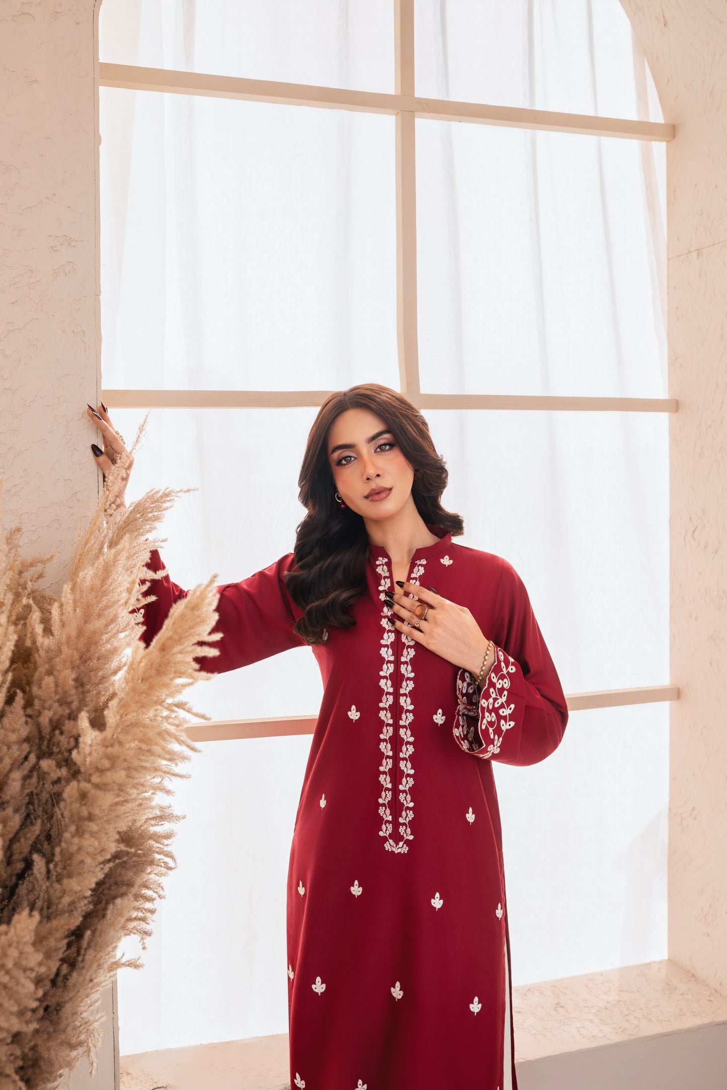 Zarf Embroidered Stitched two piece Dress