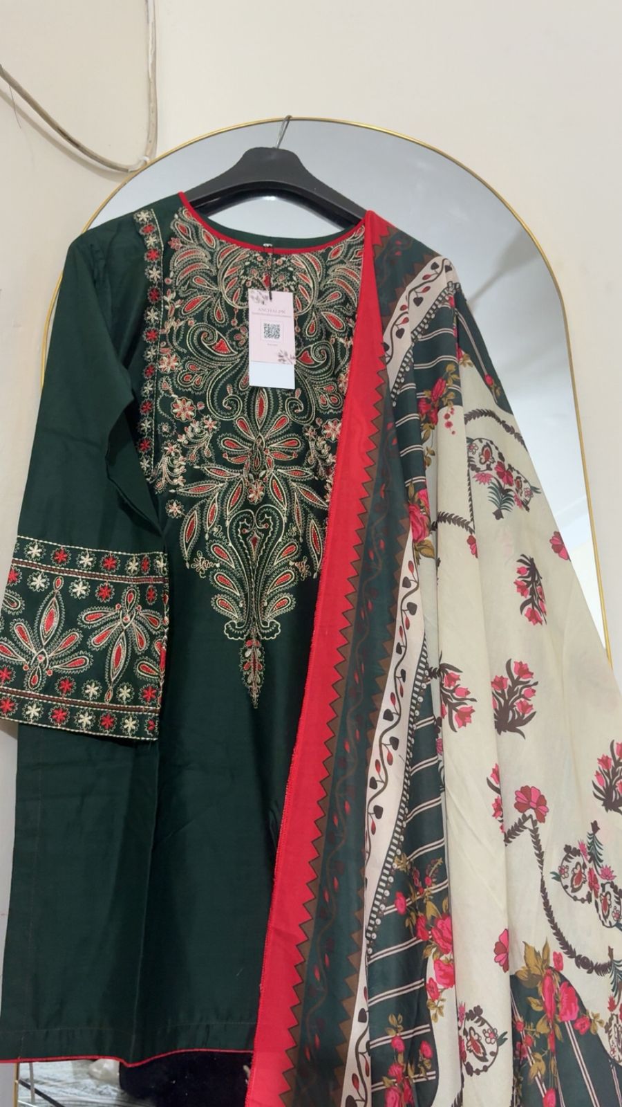 Dinar Embroidered Three piece dress
