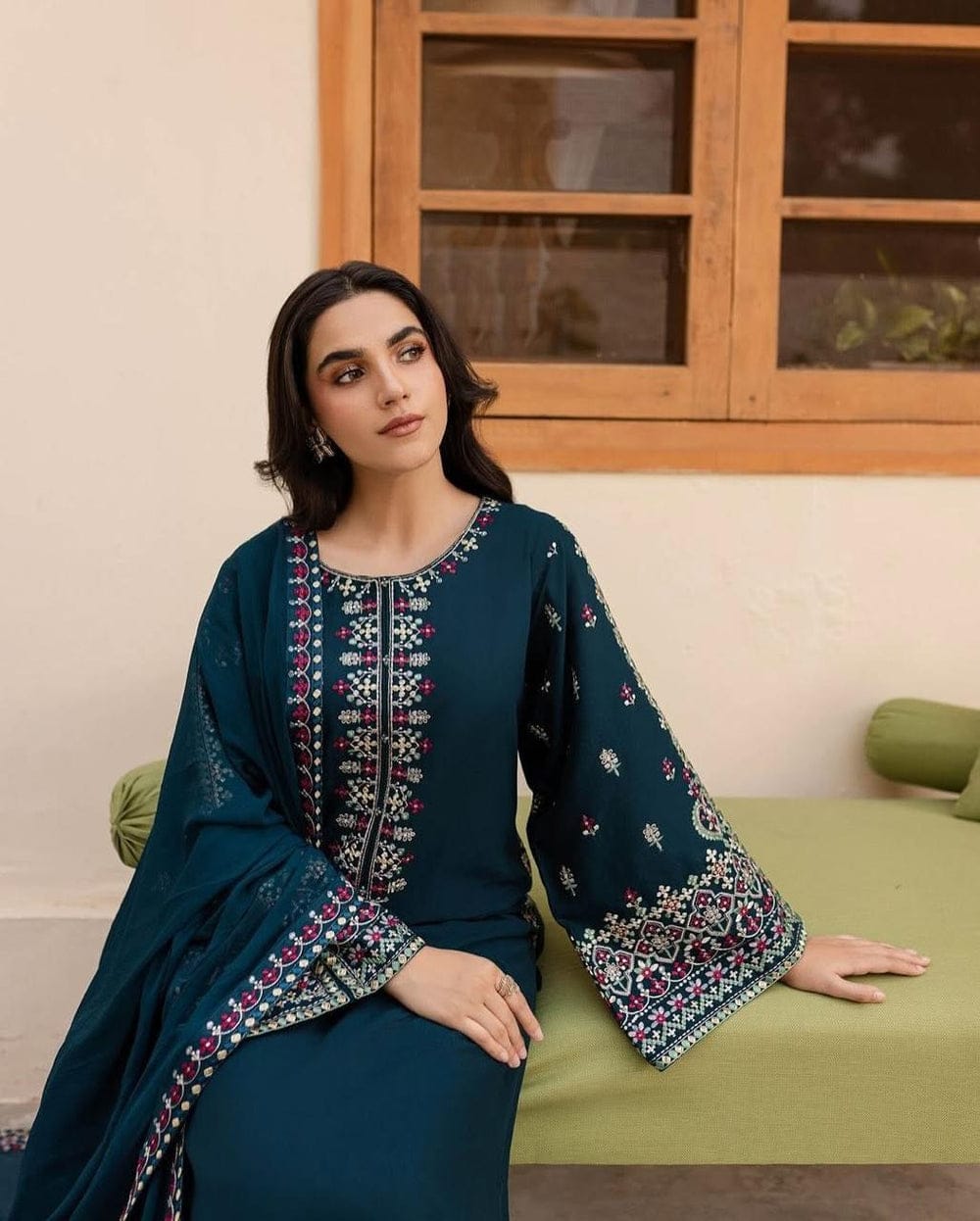 Mashal Embroided Three piece stitched dress